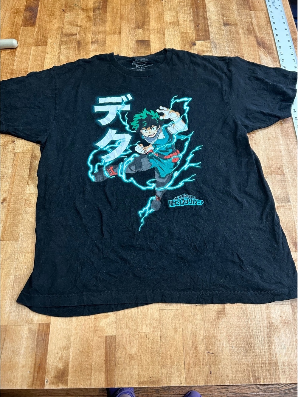 My Hero Academia Deku Graphic T-Shirt XL Black Cotton Anime Tee